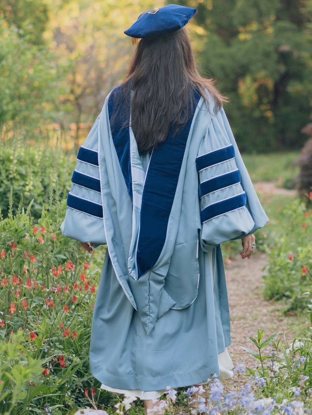 Official UNC PhD Light Blue & Navy Hooded Graduation Gown
